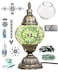 KRAFTSTORIES Turkish Mosaic Lamp Kit DIY Glass Decorative Table Bedside Night Light Tabletop for Living Room Bedroom Make Your Own Lamp Antique Bronze Base Green