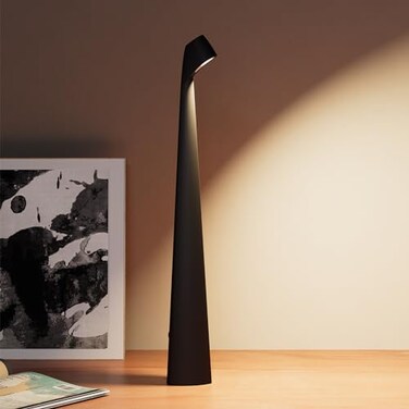 HAPYGI Portable Cordless LED Desk LampRechargeable Wireless Table Lamp 3Level Brightness Patio Table Lamp Bedside Night Light Dining Room Ambient Light Reading Light Black
