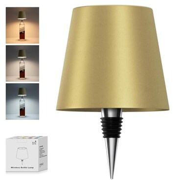SOUDFK Wireless Bottle Lamp 2024 New 3 Color Rechargeable Wine Bottle Lights for Bars Restaurants Yellow 1PC