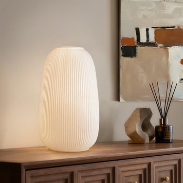 RONDURE 95 Modern Ceramic Table Lamp Fully Dimmable Modern Bedside Lamps for Bedroom Living Room and Nightstand White Translucent Ceramic Shade Warm Ambient Lighting Corded Bulb Included