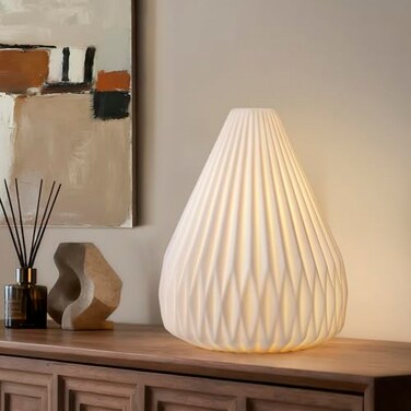 RONDURE 91 Modern Ceramic Table Lamp Fully Dimmable Bedside Lamp for Bedroom Living Room Nightstand White Translucent Ceramic Shade Warm Ambient Decorative Corded Lighting Bulb Included
