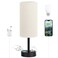 Dicoool Beige Touch Lamp for Bedroom with USB 3 Way Dimmable Table Lamp for Nightstand Small Lamp with Black Charging Station for Desk Dorm Office Nursery