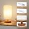 Fenmzee Small Table Lamp for Bedroom Inline Control Bedside Lamp with 3000K A15 LED Blub Easy Assembly Cream Shade Walnut Base 9 Inline Control
