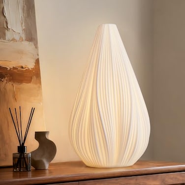 RONDURE 125 Modern Ceramic Table Lamp Fully Dimmable Bedside Lamp for Bedroom Living Room Nightstand White Translucent Ceramic Shade Warm Ambient Decorative Corded Lighting Bulb Included