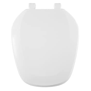 Centoco Eljer Emblem Round Toilet Seat with Square Shape Closed Front with Cover Residential Plastic Made in the USA EMB201001 White