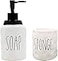 Gails Willing Soap Dispenser and Dish Sponge Holder Caddy Set for Sink Modern Farmhouse Style Decor Ceramics Counter Organizer Off WhiteSOAP Sponge