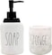 Gails Willing Soap Dispenser and Dish Sponge Holder Caddy Set for Sink Modern Farmhouse Style Decor Ceramics Counter Organizer Off WhiteSOAP Sponge