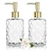 YTDTKJ 2Pack Clear Glass Soap Dispenser 330ml11 Oz Glass Shampoo and Conditioner Dispenser with Gold Pump Refillable Lotion Dispenser for Kitchen Bathroom Hotel Countertop