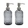 SDlumeiy 16 oz Diamond Pattern Glass Soap Dispenser Kitchen and Bathroom Refillable Soap Dispenser with Rust Resistant Stainless Steel Pump for Hand Soap Lotion Glass Liquid DispenserGrey2pack