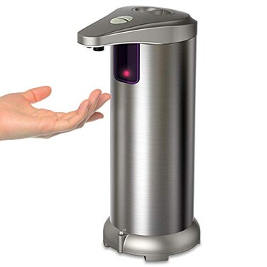 SDIFHID Sensor Pump DispenserBattery Operated Soap Refillable Dispenser Infrared Automatic Soap Dispenser Brushed Stainless Steel Touchless Soap Dispenser for Bathroom Kitchen Hotel Restaurant