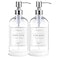 Vine Creations Clear Glass Soap Dispenser 2 Pack Kitchen Soap Dispenser Set with Stainless Steel Pump 16 oz Hand Soap or Dish Soap for Bathroom or Kitchen with Waterproof Labels