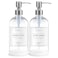 Vine Creations Clear Glass Soap Dispenser 2 Pack Kitchen Soap Dispenser Set with Stainless Steel Pump 16 oz Hand Soap or Dish Soap for Bathroom or Kitchen with Waterproof Labels