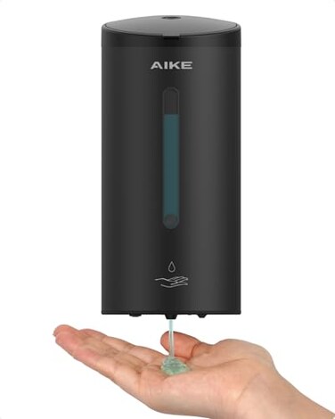 AIKE Automatic Wall Mount Liquid Soap Dispenser Commercial Stainless Steel with 25oz Large Capacity Save Time Effort and CostModel AK1205Matte Black