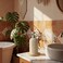 Lunestella Sand Beige Hand Soap Dispenser with Stainless Steel Pump for Bathroom and Kitchen Luxury Farmhouse Boho Zen Style Sandstone Finish Rust Proof 7oz
