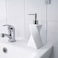 LUNESTELLA Modern White Hand Soap Dispenser with Silver Pump for Bathroom Countertop Dish Soap Dispenser for Kitchen Sink Contemporary Art Style Matte Finish 85oz Arctic White