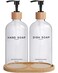 Brighter Barns Clear Glass Hand and Dish Soap Dispenser Set by Kitchen Soap Dispenser Set with Bamboo Tray Modern Kitchen Decor Minimalist Decor Clear