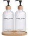 Brighter Barns Clear Glass Hand and Dish Soap Dispenser Set by Kitchen Soap Dispenser Set with Bamboo Tray Modern Kitchen Decor Minimalist Decor Clear
