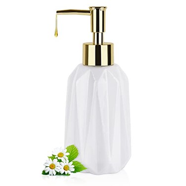 Natheeph Dish Soap Dispenser Hand Soap Dispenser Ceramic Bottle Refillable Liquid Great for Kitchen Dish Soap Hand Soap Essential Oil Lotion New White