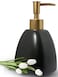 UNBONSOUHAIT Liquid Soap Dispenser for Bathroom with Gold PumpDish Soap Dispenser for KitchenRefillable Countertop Lotion Ceramics Black Hand Soap Dispenser for Shower 430ml Pyramid Matt Black Bottle