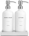 Prus Waso White Soap Dispenser Bathroom Set Hand and Lotion Dispenser with Pump Perfect for Bathroom Essentials for New Home Silver White