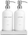 Prus Waso White Soap Dispenser Bathroom Set Hand and Lotion Dispenser with Pump Perfect for Bathroom Essentials for New Home Silver White
