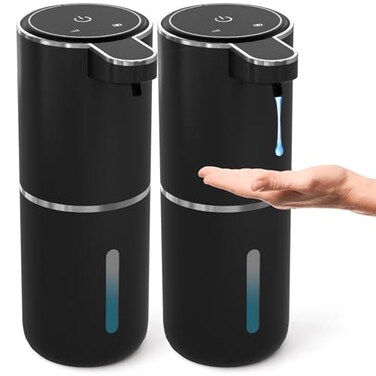 MTYGK 2 Pack Automatic Soap Dispenser TouchlessLiquid Hand Soap Dispenser 128oz Electric Wall Mounted Smart for Bathroom and Kitchen Dish SoapEasy for ToddlersBlack