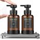Luxspire Foaming Soap Dispenser NonSlip Hand Soap Dispenser with Fast Drying Tray 15oz Glass Refillable Liquid Bottle for Bathroom Kitchen 2 Pack Brown Dark Gray