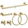 TQKAG Brushed Gold Bathroom Hardware Set 6Piece Bathroom Accessory Set 236 Inch Round Stainless Steel Towel Bar Set Wall Mounted