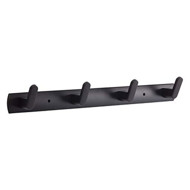 ninegridisland 4 Hooks Matte Black Wall Bathroom Towel Hooks Mount Stainless Steel Heavy Duty Shower Wall Coat Rack Hooks Rail Decorative Bath Hooks for HanginHats Hook kitchen Towel Wall Hook Rack fo
