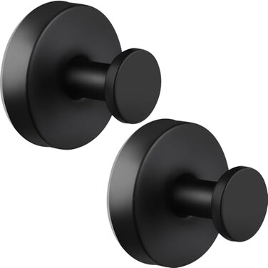Dntorx Suction Cup Hooks for Bathroom Kitchen 2 Pack Stainless Steel Suction Hooks for Shower No Drilling Damage Free Towel Hook Holders Reusable Removable for Hanging Towels Loofah Robe CoatBlack