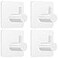 Fotosnow White Adhesive Towel Hooks 15LB Heavy Duty Wall Hooks Stick on Shower Hooks for Bathroom Kitchen Door4Packs