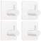 Fotosnow White Adhesive Towel Hooks 15LB Heavy Duty Wall Hooks Stick on Shower Hooks for Bathroom Kitchen Door4Packs