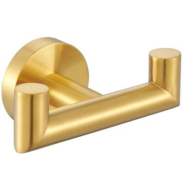 Angle Simple Bathroom Double Hook Brushed Dark Gold SUS304 Stainless Steel Bath Towel Holder Double Robe Hanger Wall Mount