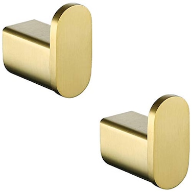 RANDOM Brushed Gold Towel Hook SUS304 Stainless Steel Gold Hooks for Wall Bathroom Wall Mounted Hand Towel Holder Robe Hook Coat Hook 2 Packs960268BG