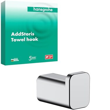hansgrohe AddStoris Modern Single Robe and Towel Hook in Chrome 41742000