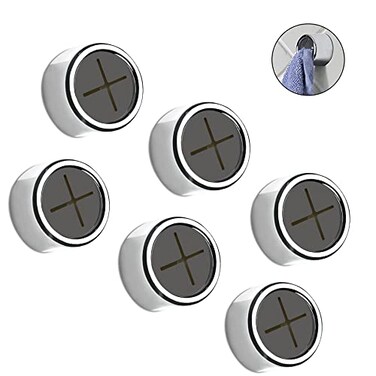 Philbinden 6 Pieces Kitchen Towel Hooks Round Adhesive Dish Towel Hook Premium Chrome Finish Easy Installation Wall Mount Hand Towel Hook Ideal as Bathroom Shower or Outdoor Towel Holders