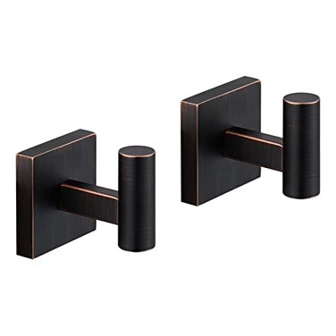 KOKOSIRI Robe Hooks Bathroom Towel Coat Hook for Bath Kitchen Hardware Wall Mounted 2 Pack Oil Rubbed Bronze Stainless Steel B1013ORBP2