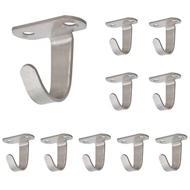 NearMoon Stainless Steel Screw Mounted Ceiling Hooks UnderShelf TowelRobe Clothes Hook Heavy Duty Coat Hanger for Bathroom Kitchen Cabinet Garage 10 Pack Brushed Nickel