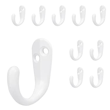 NearMoon Coat Hooks Wall Mounted Heavy Duty Metal Single Prong Robe Hanger Rustproof Wall Hooks for Towel Hat Key Bag on Bathroom Kitchen Livingroom10 Pack White