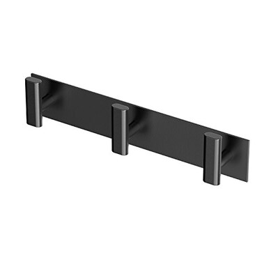 Gatco 1287MX Elevate Rectangular 3 Hook Triple Robe Hook Wall Mounted Hook for Bathroom Towels Robes 11 Inch W Matte Black