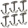 RFORPLY Zinc Alloy Double Prong Ceiling Hook TowelRobe Clothes Hook for Closet Top Bathroom Kitchen Cabinet Garage Pack of 6