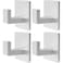 PMMASTO Adhesive Hooks Towel Hooks 4 Pack Aluminum Wall Hooks Towel Hanger Shower Hook for Bathroom Bedroom and KitchenSilver