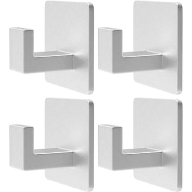 PMMASTO Adhesive Hooks Towel Hooks 4 Pack Aluminum Wall Hooks Towel Hanger Shower Hook for Bathroom Bedroom and KitchenSilver