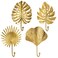 Briful Towel Hook Brushed Gold Leave Shape Hook Brass Coat Robe Key Holder Decorative Hanger for Bathroom Kitchen Garage Wall Mounted Pack of 4