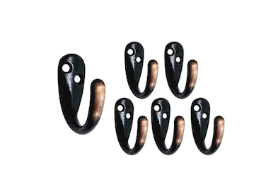 QCAA Heavier Robe Hook Farmhouse Coat Hook Zinc Die Cast Oil Rubbed Bronze Made in Taiwan 6 Pack