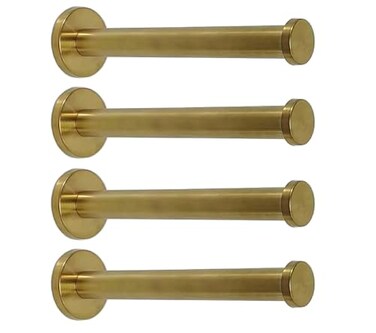 NELXULAS Golden Brushed Stainless Steel Single Heavy Duty Wall Mount Hook Bath Towel Hooks Robe Hooks Coat Hanger 4 PCS 6 inch