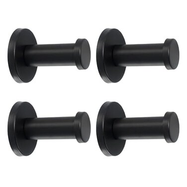 Vanloory Bathroom Towel Hooks 4 Pack Round Coat Hooks Sturdy Wall Mounted Robe Hook SUS 304 Stainless Steel Heavy Duty Clothes Hanger Wall Towel Hooks for Bathroom Bedroom Kitchen 2 in Black