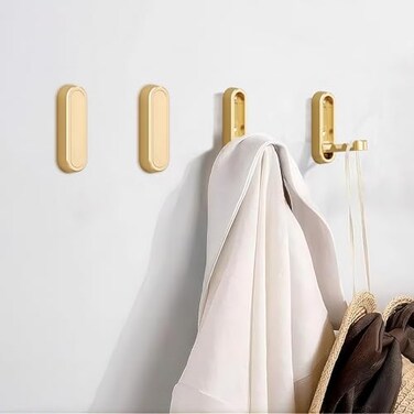 CQPRK Foldable Towel Hooks for Bathroom 4 PackWall Hooks for Hanging Heavy Duty Coat Robe Purse Foldable Hooks Storage Solution for BathroomClosetEntrywayPool and Kitchen 4 Brushed Gold
