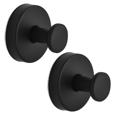 AUGLEAF Suction Cup Hooks for Shower Towel Hooks for Bathroom Kitchen Glass Door Mirror Tile Loofah Towel Bath Robe Hooks for Hanging up to 15 lbs Brushed Black 2 Pack