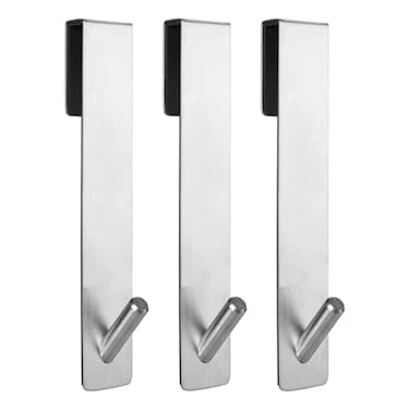 Simtive Extended Shower Door Hooks 7Inch Over Door Hooks for Bathroom Frameless Glass Shower Door Towel Hooks 3Pack Silver